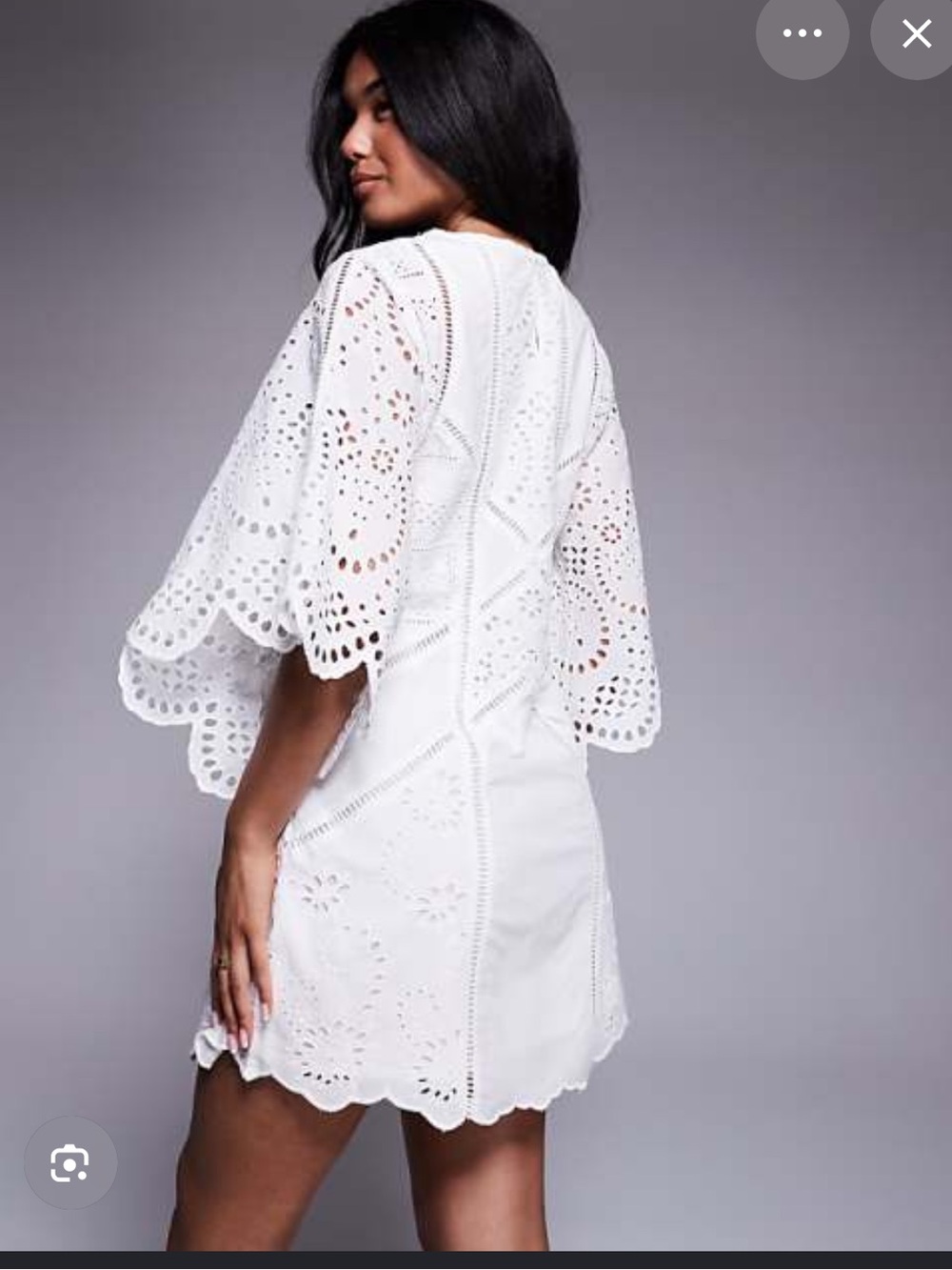 AllSaints Cream Eyelet Cutout Mini Dress